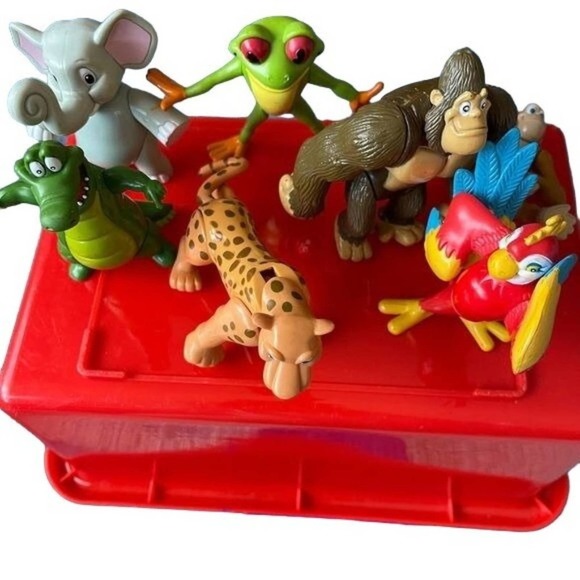 Vintage Rainforest Cafe Animal Figures Toys lot 7 Posable Frog Ape Alligator RFC - Picture 11 of 13